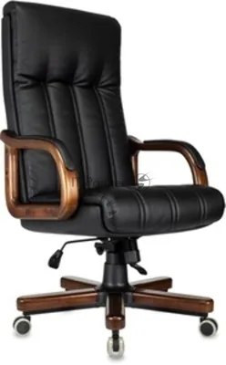 Кресло руководителя Бюрократ T-9932Walnut-Low черный, кожа, низк. спин. крестов. металл/дерево