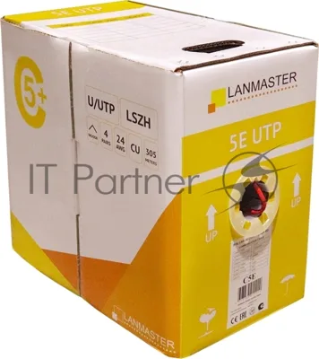 Кабель информационный Lanmaster LAN-5EUTP-PT-LSZH-YL cat.5e UTP 4 пары 24AWG LSZH внутренний 305м желтый