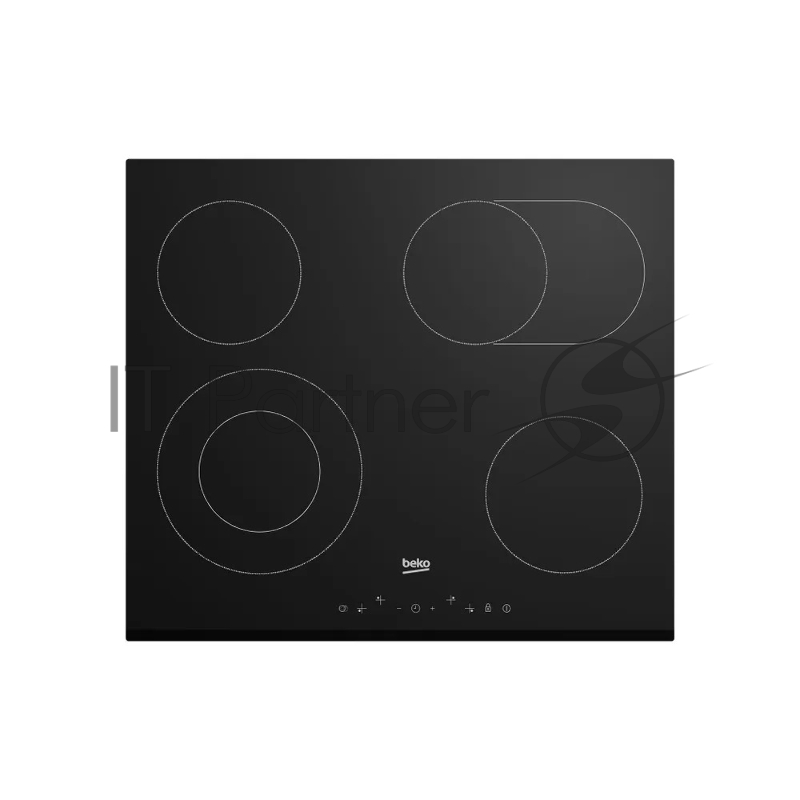 Электрическая варочная поверхность Beko BHC6440KBEB, 4 конфорки, с зоной расширения, стеклокерамика, 6900 Вт