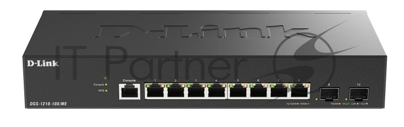 Коммутатор D-Link DGS-1210-10X/ME/C1A, 8×1 Гбит/с + 2×10 Гбит/с SFP+, управляемый