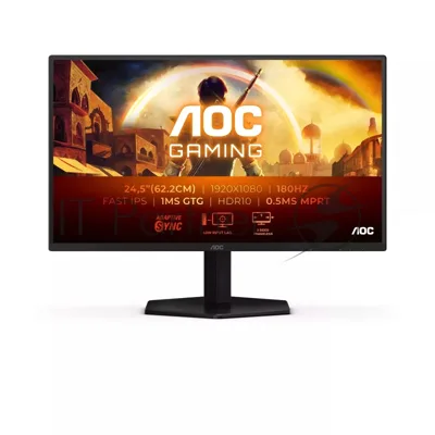 Монитор 24.5" AOC 25G42E IPS 1920x1080, 180 Гц, 1 мс, 16:9, 300 кд/м², HDMI 2.0, DP 1.4, 3.5 Jack, HDR10, Adaptive-Sync, VESA 100x100, черный