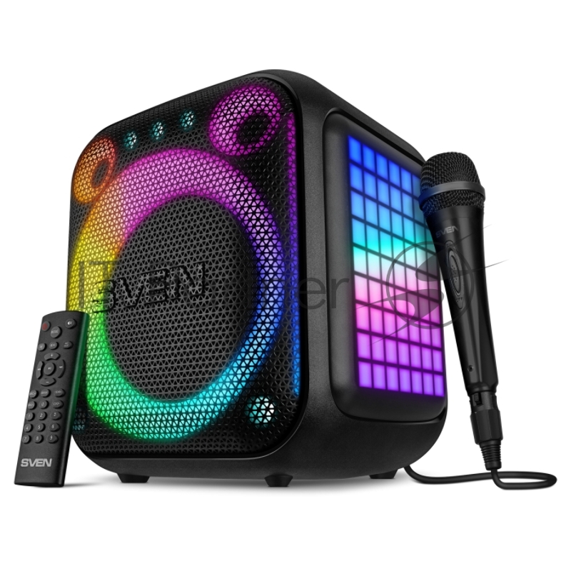 Портативная колонка SVEN PS-880, черный, 1.0, 110 Вт (RMS), Bluetooth, FM, USB, microSD, LED-дисплей, аккумулятор