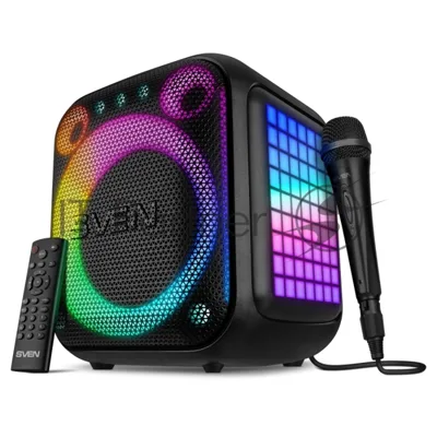 Портативная колонка SVEN PS-880, черный, 1.0, 110 Вт (RMS), Bluetooth, FM, USB, microSD, LED-дисплей, аккумулятор