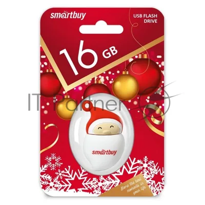 Флешка USB SmartBuy NY series Santa-A (SB16GBSantaA), 16Gb, USB 2.0, R/W 25/15, красный/белый