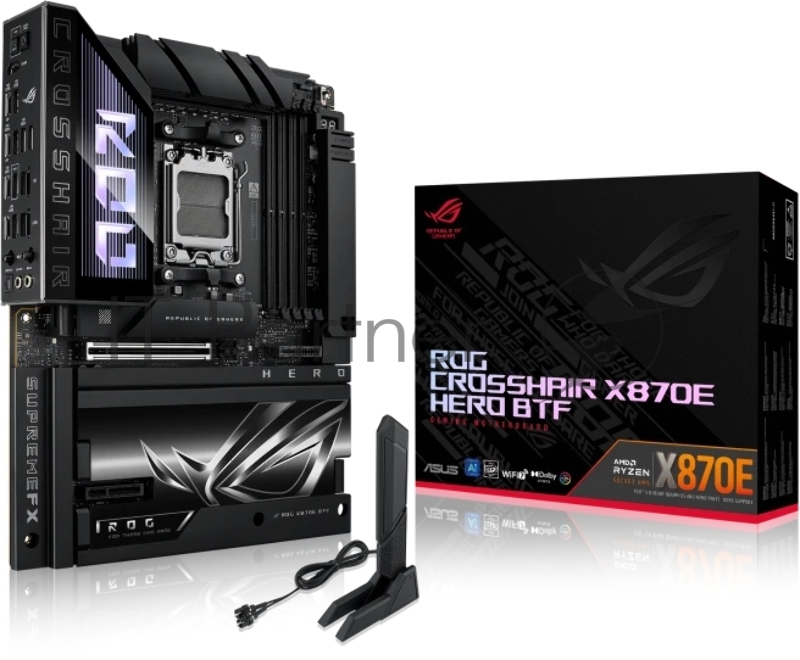 Материнская плата ASUS ROG CROSSHAIR X870E HERO BTF, AM5, AMD X870E, 4xDDR5, 4xSATA, 5xM.2, 1xPCIe 5.0 x16, 1xPCIe 4.0 x4, 1xHDMI, 1x2.5Gb LAN, 1x5Gb LAN, Wi-Fi 7, Bluetooth 5.4, 2xUSB-C 40Gbps (USB4 / Gen3x2), 2xUSB-C 20Gbps (USB 3.2 Gen2x2), 6xUSB-A 10Gbps, 3x3.5 мм, 7.1, ATX