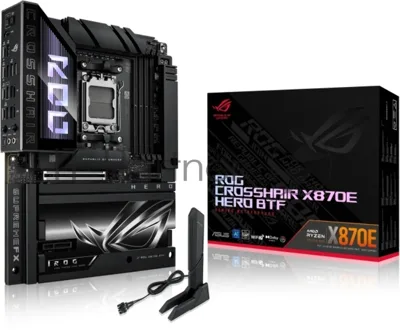 Материнская плата ASUS ROG CROSSHAIR X870E HERO BTF, AM5, AMD X870E, 4xDDR5, 4xSATA, 5xM.2, 1xPCIe 5.0 x16, 1xPCIe 4.0 x4, 1xHDMI, 1x2.5Gb LAN, 1x5Gb LAN, Wi-Fi 7, Bluetooth 5.4, 2xUSB-C 40Gbps (USB4 / Gen3x2), 2xUSB-C 20Gbps (USB 3.2 Gen2x2), 6xUSB-A 10Gbps, 3x3.5 мм, 7.1, ATX