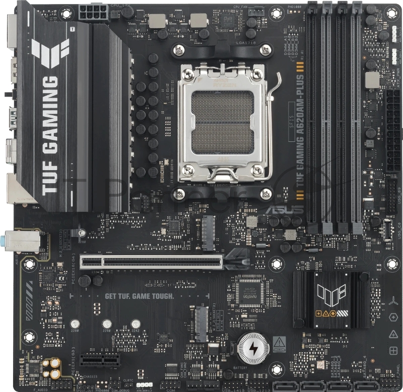 Материнская плата ASUS TUF GAMING A620M-A PLUS, AM5, AMD A620A, 4xDDR5, 4xSATA, 2xM.2, 1xPCIe 4.0 x16, 1xPCIe 3.0 x1, 1xHDMI, 2xDP, 1x2.5Gb LAN, 2xUSB-A 10Gbps, 4xUSB-A 2.0, 3x3.5 мм, 7.1, mATX