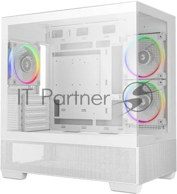 Компьютерный корпус Deepcool CG380 3F WH без БП, боковое окно (панорама), 3x120мм ARGB PWM вентилятора, белый, mATX