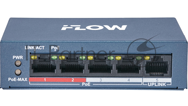 Коммутатор iFLOW F-SW-EU205POE-V/L, 4×100 Мбит/с PoE + 1×100 Мбит/с LAN, неуправляемый
