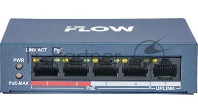 Коммутатор iFLOW F-SW-EU205POE-V/L, 4×100 Мбит/с PoE + 1×100 Мбит/с LAN, неуправляемый