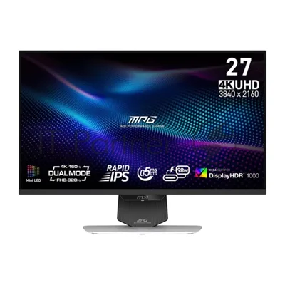 Монитор 27" MSI MPG 274URDFW E16M Rapid IPS 3840x2160, 160 Гц, 0.5 мс, 16:9, 400 кд/м², 2xHDMI 2.1, DP 1.4a, USB-C (98 Вт), 3.5 Jack, USB Hub (2x USB), Adaptive-Sync, белый