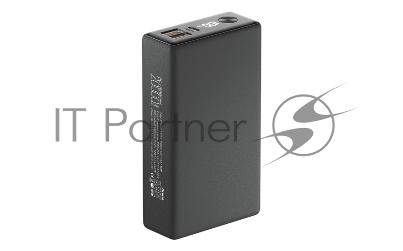 Портативный аккумулятор OLMIO QX-20, 20000mAh, 22.5W, QuickCharge3.0/PowerDelivery, LCD, графитовый