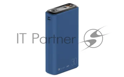 Портативный аккумулятор OLMIO QS-30, 30000mAh, 22.5W, QuickCharge3.0/PowerDelivery, LCD, темно-синий
