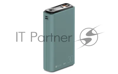 Портативный аккумулятор OLMIO QS-30, 30000mAh, 22.5W, QuickCharge3.0/PowerDelivery, LCD, темно-зеленый