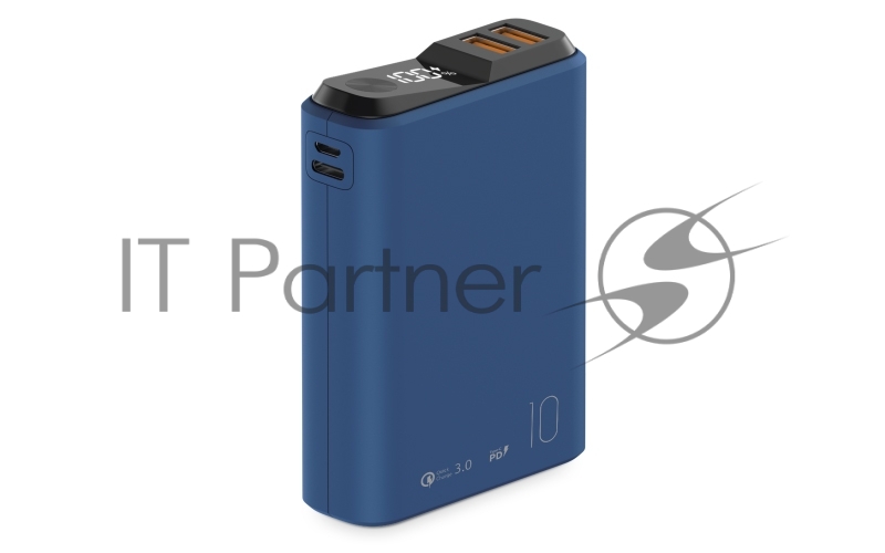 Портативный аккумулятор OLMIO QS-10, 10000mAh, 22.5W, QuickCharge3.0/PowerDelivery, LCD, темно-синий