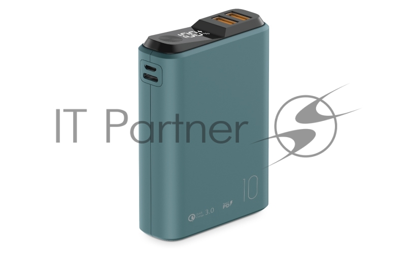 Портативный аккумулятор OLMIO QS-10, 10000mAh, 22.5W QuickCharge3.0/PowerDelivery, LCD, темно-зеленый