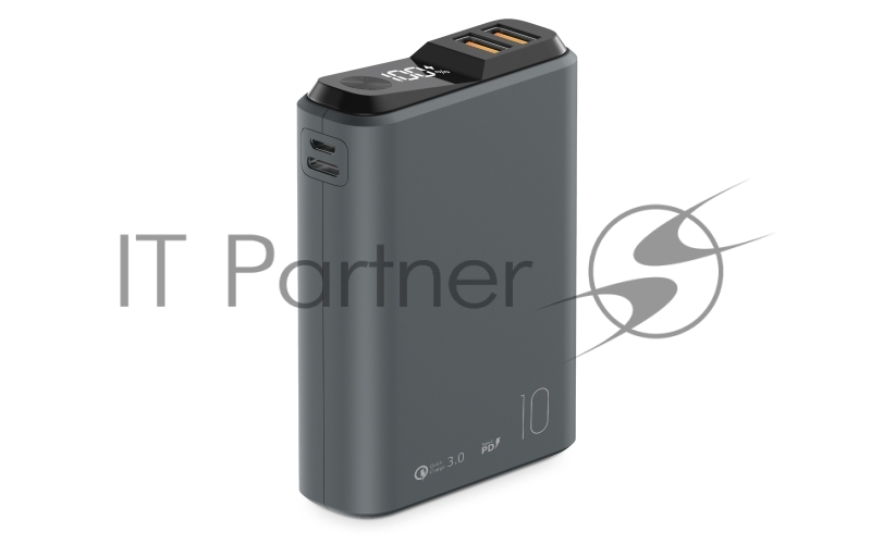 Портативный аккумулятор OLMIO QS-10, 10000mAh, 22.5W QuickCharge3.0/PowerDelivery, LCD, темно-серый