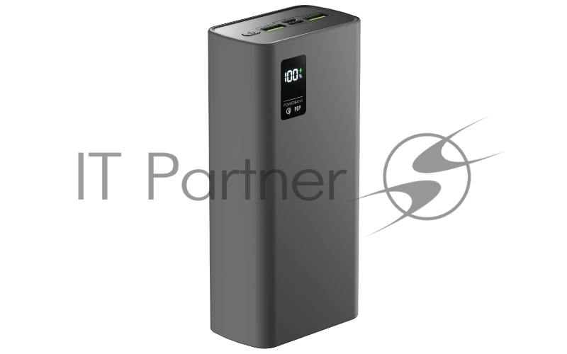 Портативный аккумулятор OLMIO QR-30, 30000mAh, 22.5W, QuickCharge3.0/PowerDelivery, LCD, серый