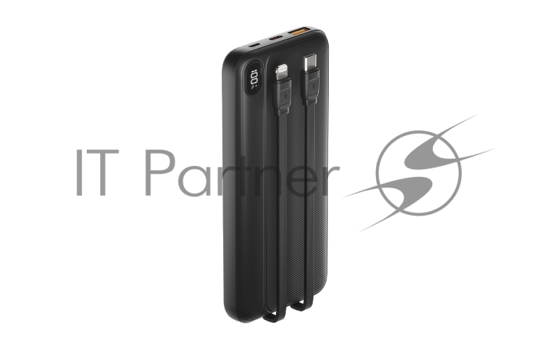 Портативный аккумулятор OLMIO L-10, 10000mAh, 22.5W, QC3.0, PD, LCD, + кабели Lightning\Type-C, черный