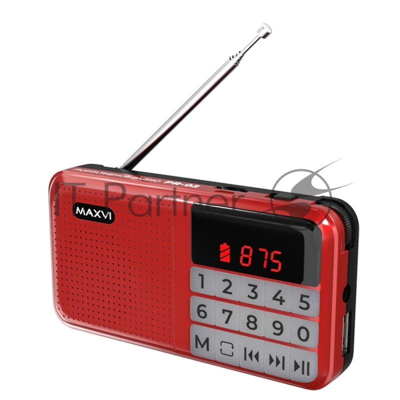 Радио FM-приемник Maxvi PR-02 red. Цифровой приемник Maxvi PR-02 предназначен для прослушивания радио и музыки. Миниатюрный Maxvi PR-02 - удобный в переноске и помещается в карман. Можно использовать карты памяти microSD и внешний USB-накопитель для воспроизведения музыки, а также аудиокниг. Благодаря функции автоматического поиска гаджет может самостоятельно находить доступные радиостанции и сохранять их в памяти