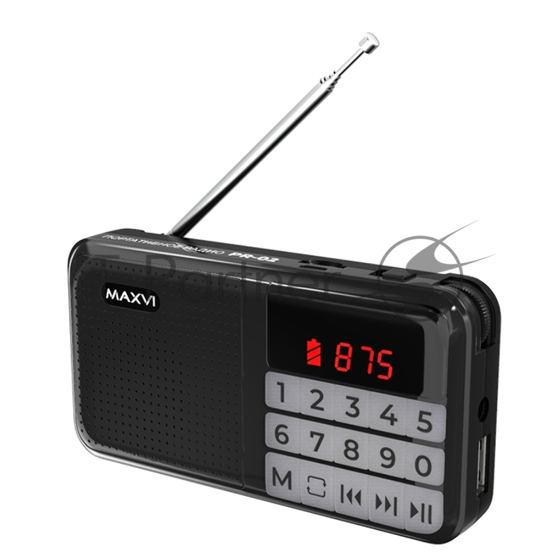 Радио FM-приемник Maxvi PR-02 черный. Цифровой приемник Maxvi PR-02 предназначен для прослушивания радио и музыки. Миниатюрный Maxvi PR-02 - удобный в переноске и помещается в карман. Можно использовать карты памяти microSD и внешний USB-накопитель для воспроизведения музыки, а также аудиокниг. Благодаря функции автоматического поиска гаджет может самостоятельно находить доступные радиостанции и сохранять их в памяти