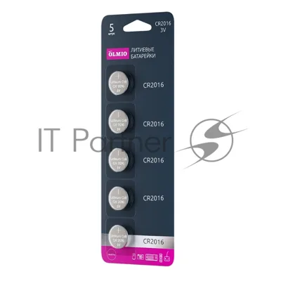 Литиевые батарейки OLMIO CR2016 05 (5 шт в блистере)