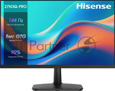 Монитор 27" Hisense 27N3Q-PRO IPS 1920x1080, 144 Гц, 5 мс, 16:9, 250 кд/м², HDMI 1.4, DP, VGA, 3.5 Jack, динамики (2x2 Вт), Adaptive-Sync, черный