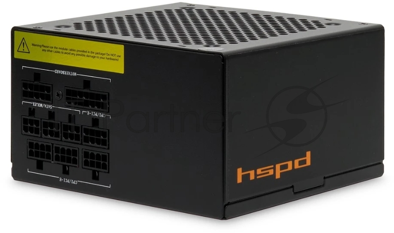 Блок питания Power Supply HSPD, 850W 80 PLUS Gold (ATX, 2.52, Full modular, 1x24(20+4)pin 600мм, 2xCPU 8(4+4)pin 700мм, 2xPCIe*2 8(6+2)pin 600+150мм, 2xSATA*3 500+150+150мм, 1xMOLEX*3 500+150+150мм, Active, 120x120мм, 150x140x86мм, APFC, OVP, OPP, SCP, UVP, OCP, OTP, NLO, SIP, black)