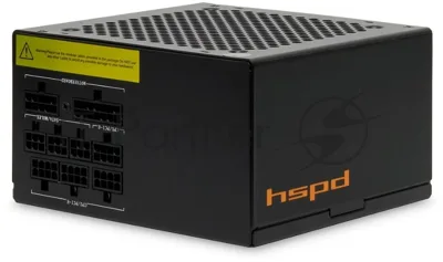 Блок питания Power Supply HSPD, 850W 80 PLUS Gold (ATX, 2.52, Full modular, 1x24(20+4)pin 600мм, 2xCPU 8(4+4)pin 700мм, 2xPCIe*2 8(6+2)pin 600+150мм, 2xSATA*3 500+150+150мм, 1xMOLEX*3 500+150+150мм, Active, 120x120мм, 150x140x86мм, APFC, OVP, OPP, SCP, UVP, OCP, OTP, NLO, SIP, black)
