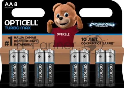 Батарея Opticell Turbo MAX LR6 AA (8шт) блистер