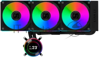 Система жидкостного охлаждения Lian Li HydroShift II LCD-C 360CL Black, 360 мм, 3x120 мм, 200-2600 об/мин, 31 дБ, 4-pin PWM, ЖК-дисплей, ARGB, черный