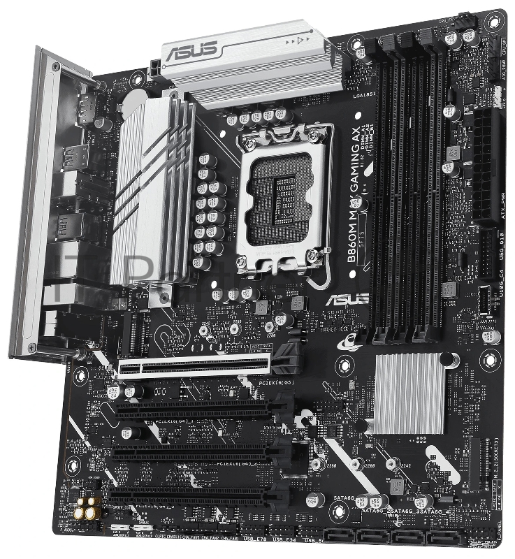 Материнская плата ASUS B860M MAX GAMING AX, LGA 1851, Intel B860, 4xDDR5, 4xSATA, 3xM.2, 1xPCIe 5.0 x16, DisplayPort, USB Type-C, 1x2.5Gb LAN, Wi-Fi 6, Bluetooth, 3x3.5 мм, 7.1, microATX