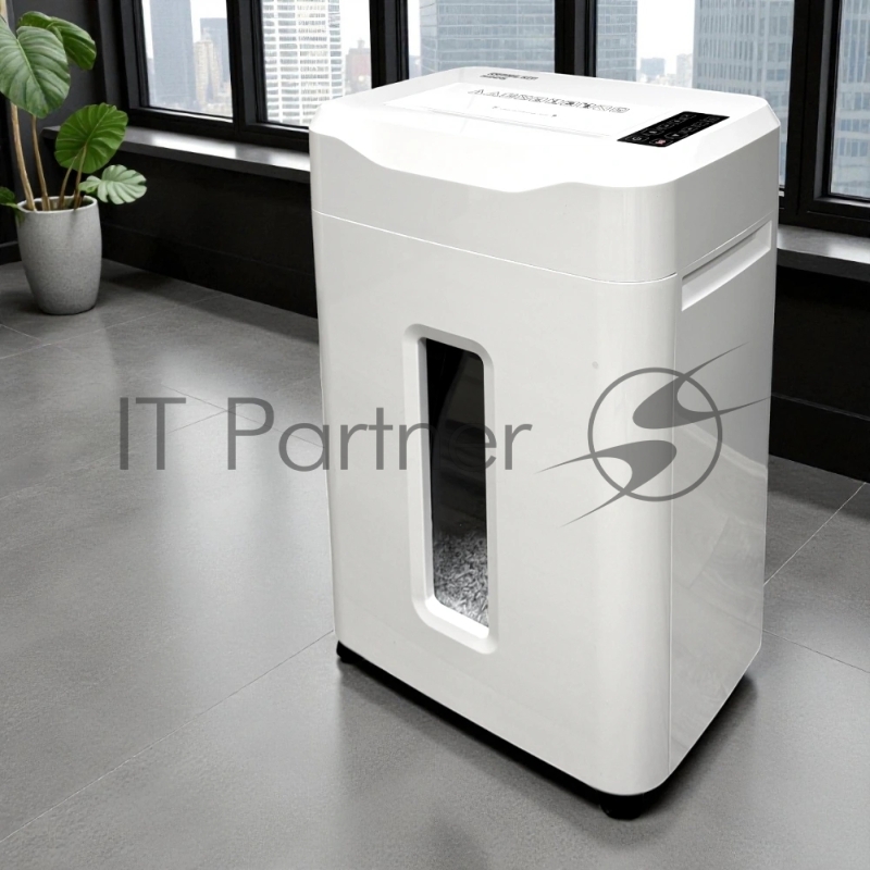 Шредер Office Kit S225 1,9х12 белый (секр.P-5) фрагменты 18лист. 35лтр. скобы пл.карты CD