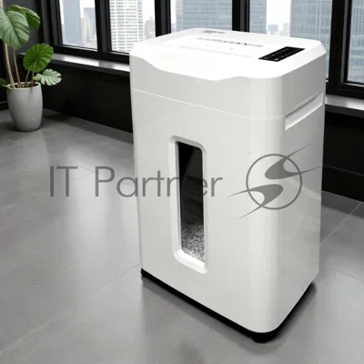 Шредер Office Kit S225 1,9х12 белый (секр.P-5) фрагменты 18лист. 35лтр. скобы пл.карты CD