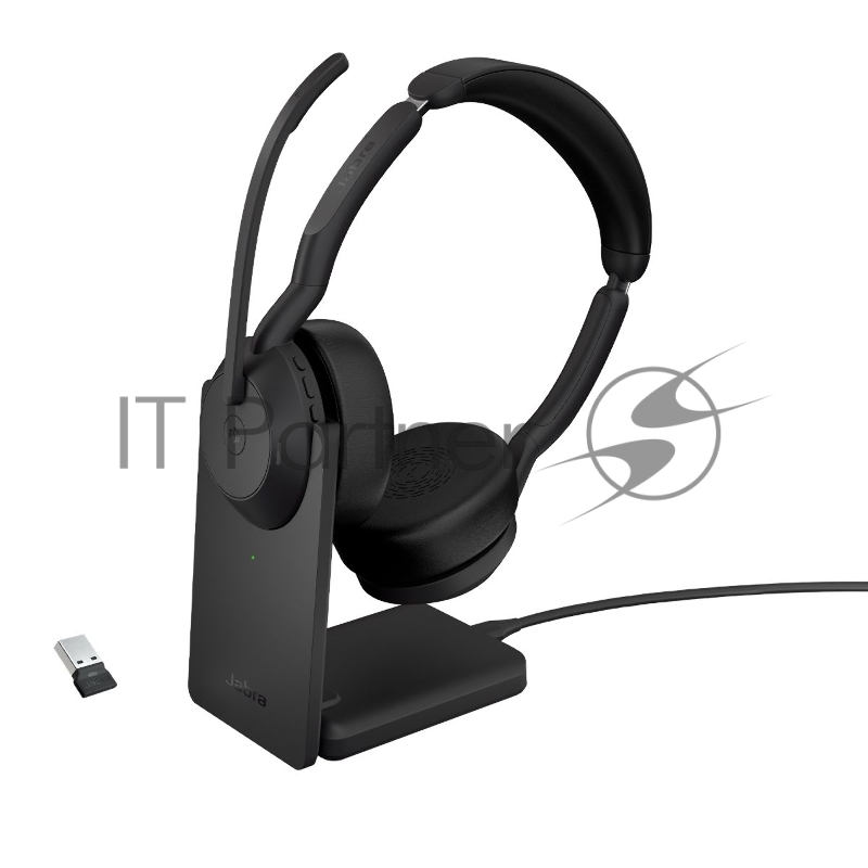 Гарнитура Jabra Evolve2 55 чёрный, беспроводная, Bluetooth, до 18 ч + стойка