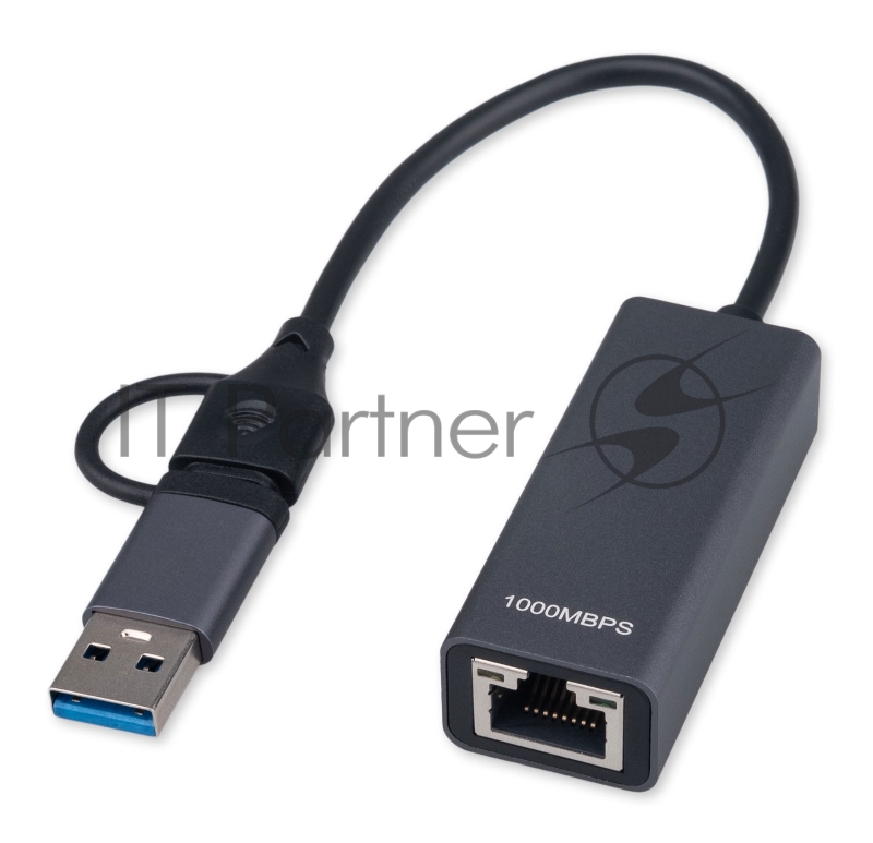 Сетевой адаптер Ethernet Gembird NIC-U7, USB 3.0 + Type-C - Gigabit Ethernet adapter, алюминий, RTL8153