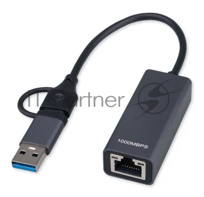 Сетевой адаптер Ethernet Gembird NIC-U7, USB 3.0 + Type-C - Gigabit Ethernet adapter, алюминий, RTL8153