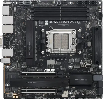 Материнская плата ASUS PRO WS B850M-ACE SE, AM5, AMD B850, 4xDDR5, 4xSATA, 2xM.2, 1xPCIe 5.0 x16, 1xPCIe 4.0 x16, 1xVGA, 1xHDMI, 1xDP, 1x2.5Gb LAN, 1x10Gb LAN, 2xUSB-C 10Gbps, 3xUSB-A 10Gbps, 2xUSB-A 2.0, 7.1, mATX