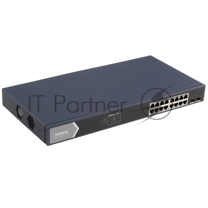 Коммутатор HiWatch DS-S1816GP, 16×1 Гбит/с PoE + 2×1 Гбит/с SFP, неуправляемый