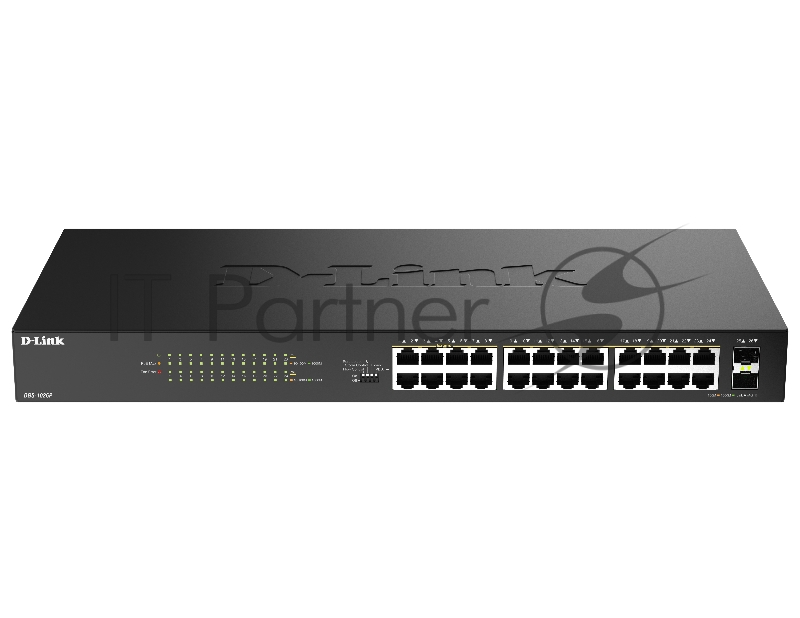 Коммутатор D-Link DGS-1026P/A1A, 24×1 Гбит/с + 2×1 Гбит/с SFP, неуправляемый