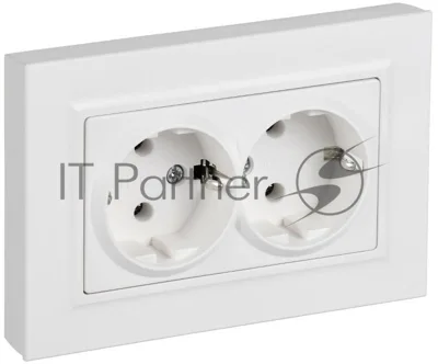 Розетка IEK BR-R27-16-K91-F 2-м СП BRITE РСПл12-3-БрАБ 16А в сборе с заземл. без защ. шторок плоская арктич. бел.
