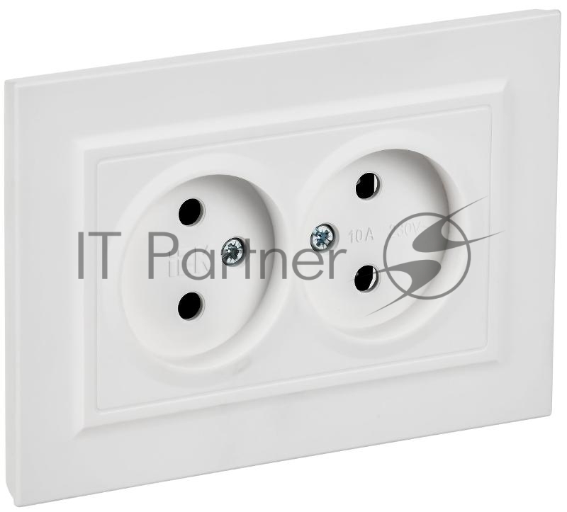 Розетка IEK BR-R20-10-K91-F 2-м СП BRITE РС12-2-БрАБ 10А в сборе без заземл. без защ. шторок арктич. бел.