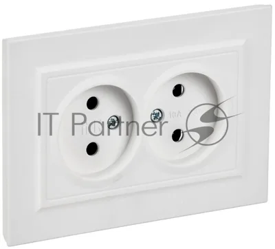 Розетка IEK BR-R20-10-K91-F 2-м СП BRITE РС12-2-БрАБ 10А в сборе без заземл. без защ. шторок арктич. бел.