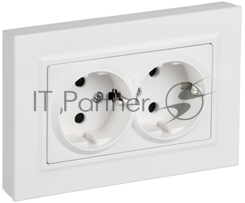 Розетка 2-м СП BRITE РСшПл12-3-БрАБ 16А в сборе с заземл. защ. шторки плоская арктич. бел. IEK BR-R28-16-K91-F