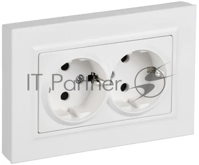 Розетка 2-м СП BRITE РСшПл12-3-БрАБ 16А в сборе с заземл. защ. шторки плоская арктич. бел. IEK BR-R28-16-K91-F