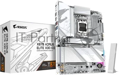 Материнская плата Gigabyte X870 AORUS ELITE X3D ICE, AM5, AMD X870, 4xDDR5, 2xSATA, 4xM.2, 1xPCIe 5.0 x16, 1xPCIe 4.0 x16, 1xHDMI, 1x5Gb LAN, Wi-Fi 7, Bluetooth 5.4, 2xUSB-C 40Gbps (USB4), 1xUSB-C 10Gbps, 2xUSB-A 10Gbps, 4xUSB-A 5Gbps, 1xUSB-A 2.0, 3x3.5 мм + S/PDIF оптический, 7.1, ATX