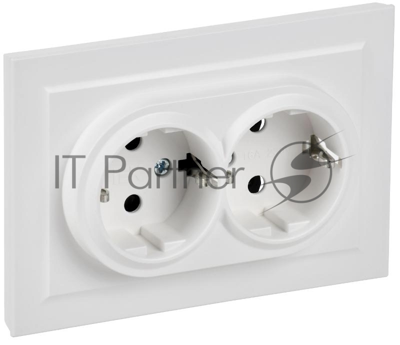 Розетка IEK BR-R21-16-K91-F 2-м СП BRITE РС12-3-БрАБ 16А в сборе с заземл. без защ. шторок арктич. бел.