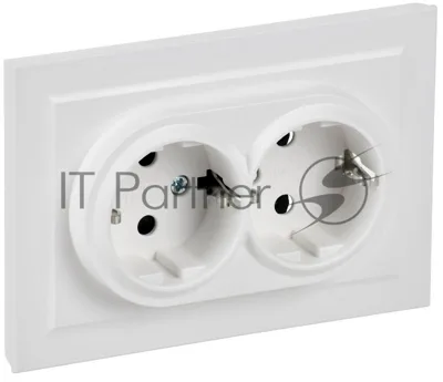 Розетка IEK BR-R21-16-K91-F 2-м СП BRITE РС12-3-БрАБ 16А в сборе с заземл. без защ. шторок арктич. бел.