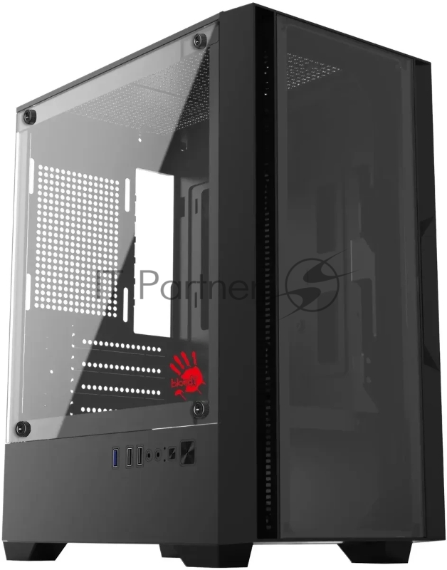 Компьютерный корпус Bloody CC-123 черный без БП mATX 8x120мм 2xUSB2.0 1xUSB3.0 audio bott PSU