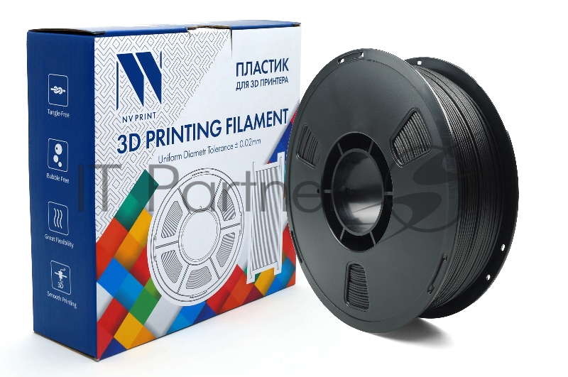 Филамент NVPrint ABS Carbon Fiber Black с карбоновыми волокнами, черный, для 3D печати диаметр 1.75мм масса 1 кг